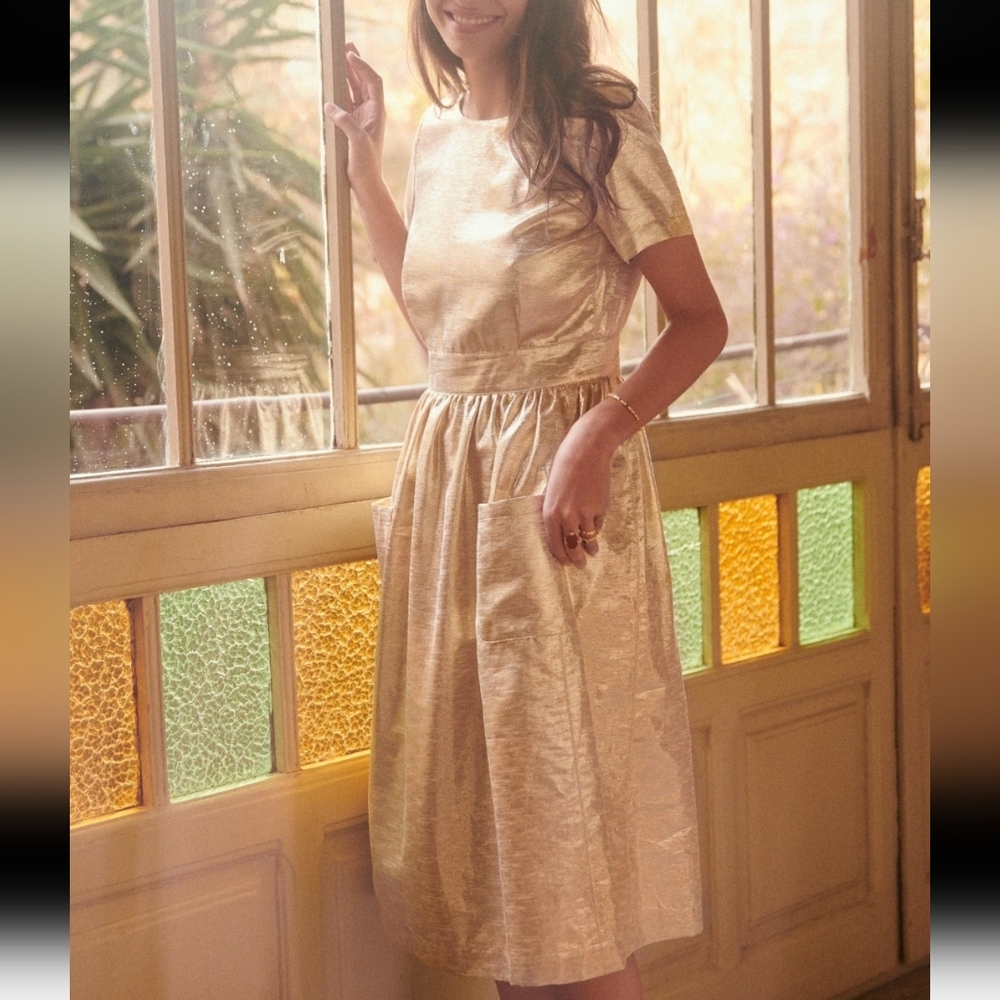 Sezane Gold Midi Dress - Picture 4 of 16